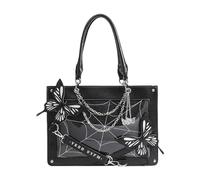 Borsa cablata con borse a farfalla con motivo a farfalla labirinto in stile scuro, trasportando borse con farfalle in stile scuro | Borsa della spesa riutilizzabile per le donne, paio, nero, Consulte
