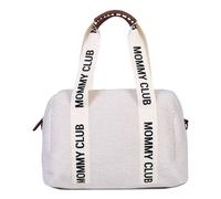 CHILDHOME Borsa Fasciatoio Neonato - Mommy Bag con Materassino Incluso, Numerosi Scomparti, Ganci Passeggino, Tracolla Regolabile, Pelle Vegana, 22L - Mommy Club Signature, Teddy White