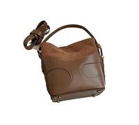 Borsa Camoscio Borsa A Secchiello In Finta Pelle Scamosciata Da Donna, Borsa A Tracolla Patchwork, Borsa Tote Alla Moda In Tinta Unita, Tracolla Regolabile(Brown)