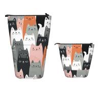 Borsa Cancelleria Cute Funny Grey Cats Pattern Astuccio Per Matite Durevole Astuccio Cartoleria Con Cerniera Astuccio Portapenne In Piedi Per Ragazze, Collegio, Regalo