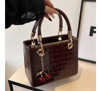 Borsa capiente da donna; Borsa di lusso color caffè per donna con cinghia regolabile; Può essere indossata a tracolla o con una singola cinghia; Con ciondolo a forma di ciliegia. Tagli UnicaModello mo