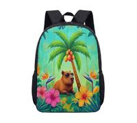 Borsa Capybara per occhiali da sole, 43 cm, zaino per la scuola per bambini, stampa giungla tropicale, zaino per studenti, 21, L, Minimalista