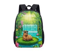 Borsa Capybara per occhiali da sole, 43 cm, zaino per la scuola per bambini, stampa giungla tropicale, zaino per studenti, 01, L, Minimalista