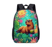 Borsa Capybara per occhiali da sole, 43 cm, zaino per la scuola per bambini, stampa giungla tropicale, zaino per studenti, 13, L, Minimalista