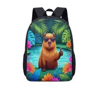 Borsa Capybara per occhiali da sole, 43 cm, zaino per la scuola per bambini, stampa giungla tropicale, zaino per studenti, 06, L, Minimalista