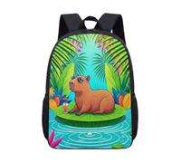 Borsa Capybara per occhiali da sole, 43 cm, zaino per la scuola per bambini, stampa giungla tropicale, zaino per studenti, 02, L, Minimalista