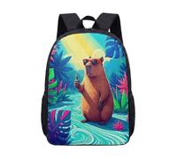 Borsa Capybara per occhiali da sole, 43 cm, zaino per la scuola per bambini, stampa giungla tropicale, zaino per studenti, 05, L, Minimalista