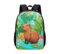 Borsa Capybara per occhiali da sole, 43 cm, zaino per la scuola per bambini, stampa giungla tropicale, zaino per studenti, 11, L, Minimalista