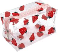 Borsa carina di trucco, borsa portatile trasparente di trucco, borsa impermeabile di stoccaggio degli articoli da toeletta, borsa della penna di grande capacità, Fragola, Classico