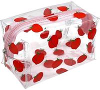 Borsa carina di trucco, borsa portatile trasparente di trucco, borsa impermeabile di stoccaggio degli articoli da toeletta, borsa della penna di grande capacità, Pesca, Classico