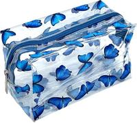Borsa carina di trucco, borsa portatile trasparente di trucco, borsa impermeabile di stoccaggio degli articoli da toeletta, borsa della penna di grande capacità, Farfalla, Classico