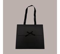 Borsa Carta Chiusura Velcro Nera con nastro in raso 24+11x21 cm 10 Pezzi