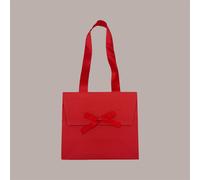 Borsa Carta Chiusura Velcro Rossa con nastro in raso 16+8x14 cm 10 Pezzi