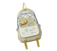 Borsa casual per libri con portamonete di grande capacità zaino da viaggio per studenti zaino a contrasto di colore per ragazze junior alte, Giallo