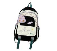 Borsa casual per libri con portamonete di grande capacità zaino da viaggio per studenti zaino a contrasto di colore per ragazze junior alte, Nero