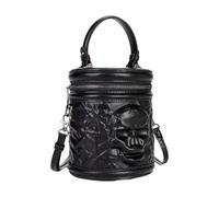 Borsa cilindrica da donna borsa a tracolla retrò in pelle PU borsa a tracolla testa teschio messaggeri punk per donne quotidiane cilindro teschio testa spalla in pelle PU Crossbody per tutti i giorni