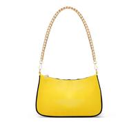 Borsa classica con cerniera, borsa a tracolla da donna, con tracolla a catena, colore giallo brillante