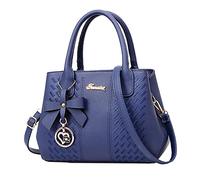 Borsa classica europea e americana di moda media madre borsa anime borse e borse, Blu, Taglia unica