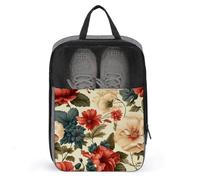 Borsa classica per scarpe da golf con rose e ibisco per uso quotidiano da viaggio, anti-polvere, porta scarpe da golf