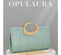 Borsa clutch da donna OpulAura con cristalli scintillanti e strass, elegante borsetta verde menta con decorazione a righe e tracolla in catena borsa da festa luccicante e glamour perfetta per donne, s