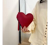 Borsa clutch in pelle PU di colore tinta unita a forma di cuore, adatta per banchetti aziendali, può essere utilizzata anche come elegante portamonete e porta-telefono. Borsa da viaggio per cosmetici