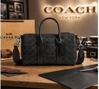 Borsa COACH CCF49 Bussola 25 Signature Canvas Nera Tracolla Uomo Borsone Nuova
