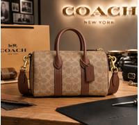 Borsa COACH CCF49 Bussola 25 Signature Canvas Tracolla Borsone TAN MULTI Nuova