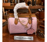 Borsa Coach CEA18 Rowan Satchel Signature Canvas Powder Pink Gold Charm Bag