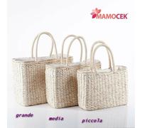 BORSA Coffa donna mais foderata estate mare passeggio paglia da decorare