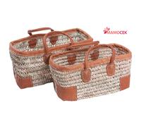 BORSA Coffa donna paglia traforata 2 misure palma mare spiaggia da decorare