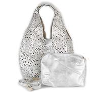 Borsa color argento traforata da donna ragazza shopping bag hobo grande con tracolla capiente a spalla giornaliera tutti i giorni lavoro ufficio viaggio estiva silver Argento primavera estate 2026
