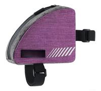 Borsa compatta da 0 4L per tubo superiore della bici con forma triangolare, tessuto 300D resistente agli strappi, elementi riflettenti e scomparti organizzativi per accessori da ciclismo (viola