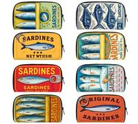 Borsa con cerniera con stampa di sardine, con scomparti per monete, contanti, carte di credito, carte d'identità, portafoglio lungo, regalo per il compleanno di un insegnante, regalo di ringraziamento