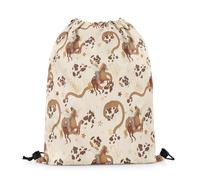 Borsa con Cordoncino Western Cowboy Brown Cowhide Print Stars Doodle Brown Horse Animal Southwestern Style Borsa Palestra Unisex Zainetto Vacanze per Escursionismo Uomo Donna