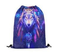Borsa con Cordoncino Wolf Bohemian Exotic Dream Catcher Sacca Stringa Zaino Yoga per Scuola Vita Quotidiana Shopping