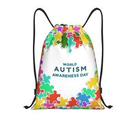 Borsa con Cordoncinosacca da Palestra per Vacanze Uomo Donna 36X42Cm Regolabile Pieghevole Borsa con Coulisse World Autism Awareness Day