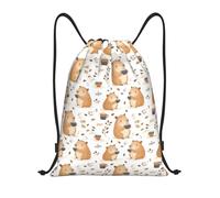 Borsa con Coulisse Cute Guinea Pig Tea Print Borsa Palestra Stringa Zaino Sportivo Shopping per Bambino Studenti Vita Quotidiana