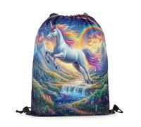 Borsa con Coulisse Dreamy Horse Sea Rainbow Galaxy Sky Borsa Palestra Pieghevole Zaino Sportivo Scuola per Vita Quotidiana Donna Shopping