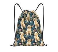 Borsa con Coulisse Labrador Tropical Flower Print Sacca con Cordoncino Unisex Gym Sack Yoga per Shopping Donna Uomo