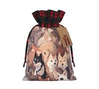 Borsa con coulisse stampata con immagini di cane 21,1 x 30 cm sacchetto regalo decorazione festa di Natale