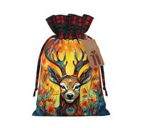 Borsa con coulisse stampata con motivo alce dipinto, 21 x 30 cm, decorazione per feste di Natale