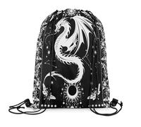 Borsa con Coulisse White Black Dragon Boho Sun Moon Stars Galaxy Western Animals Borsa Palestra Unisex Zaino Campeggio per Bambino Viaggi Donna