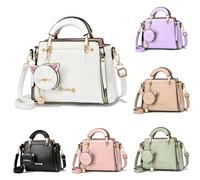 Borsa con decorazione a lettera PLANEE, con portamonete a forma di gatto carino, mini borsa a tracolla alla moda, borsa a spalla alla moda per donne, il miglior regalo per la festa della mamma, borsa 