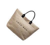 Borsa con manico superiore in paglia Borsa da spiaggia con capacità per pendolarismo, stampa lettere, borsa da vacanza intrecciata a mano, con manico superiore