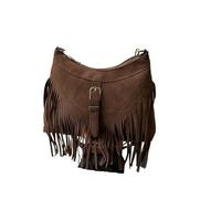 Borsa con nappa in pelle scamosciata dalla trama versatile, tracolla alla moda for le donne, piccola borsa a singola in velluto di tendenza(Dark Brown)