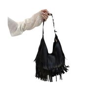 Borsa con Nappe Borsa a tracolla alla moda con nappa in pelle, borsa da viaggio versatile for il tempo libero per Vacanze(Black)