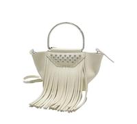 Borsa con Nappe Borsa da donna alla moda con nappe e rivetti, borsa shopping versatile a tracolla per Vacanze(WHITE)