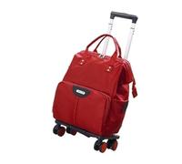 Borsa con ruote for trolley da viaggio, zaino for donna, borsa Oxford di grande capacità, valigia per il weekend di ginnastica fuori porta(Red,S)
