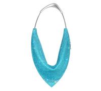 borsa con strass Borsa da sera con manico in metallo Splendida pochette e borsetta strass fatta a mano for la festa nuziale per Feste e Matrimoni(Peacock Blue)