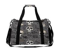 Borsa con teschio e fulmine, spallacci regolabili, doppia cerniera, borsa tote con grande capacità e multifunzione, borsa da viaggio per donne, viaggi, palestra, fine settimana.